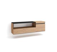 Skraut Home | Meuble TV | Banc Télé | Grand Espace de Rangement | 150x45x35cm | pour Les TV jusqu'à 65" | Suspendu, Mural | Style Moderne | Chêne et Noir