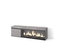 Skraut Home | Meuble TV | Banc Télé | Grand Espace de Rangement | 160 | pour Les TV jusqu'à 65" | Cheminée électrique XXL | Style Moderne | Ciment
