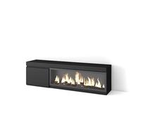 Skraut Home | Meuble TV | Banc Télé | Grand Espace de Rangement | 160 | pour Les TV jusqu'à 65" | Cheminée électrique XXL | Style Moderne | Noir