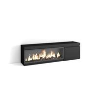 Skraut Home | Meuble TV | Banc Télé | Grand Espace de Rangement | 160 | pour Les TV jusqu'à 65" | Cheminée électrique XXL | Style Moderne | Noir