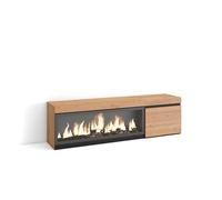 Skraut Home | Meuble TV | Banc Télé | Grand Espace de Rangement | 160 | pour Les TV jusqu'à 65" | Cheminée électrique XXL | Style Moderne | Chêne