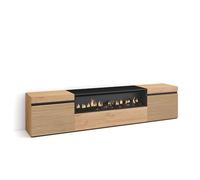 Skraut Home | Meuble TV | Banc Télé | Grand Espace de Rangement | 200x45x35cm | pour Les TV jusqu'à 80" | Cheminée électrique | Style Moderne | Chêne