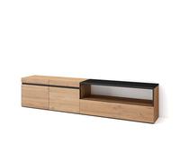 Skraut Home | Meuble TV | Banc Télé | Grand Espace de Rangement | 200x45x35cm | pour Les TV jusqu'à 80" | Meubles de Salon | Style Moderne | Chêne et Noir