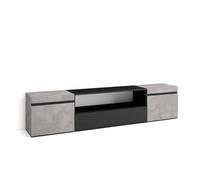 Skraut Home | Meuble TV | Banc Télé | Grand Espace de Rangement | 200x45x35cm | pour Les TV jusqu'à 80" | Meubles de Salon | Style Moderne | Ciment