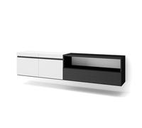 Skraut Home | Meuble TV | Banc Télé | Grand Espace de Rangement | 200x45x35cm | pour Les TV jusqu'à 80" | Suspendu, Mural | Style Moderne | Blanc et Noir