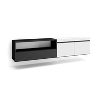 Skraut Home | Meuble TV | Banc Télé | Grand Espace de Rangement | 200x45x35cm | pour Les TV jusqu'à 80" | Suspendu, Mural | Style Moderne | Blanc et Noir