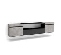 Skraut Home | Meuble TV | Banc Télé | Grand Espace de Rangement | 200x45x35cm | pour Les TV jusqu'à 80" | Suspendu, Mural | Style Moderne | Ciment