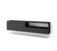 Skraut Home | Meuble TV | Banc Télé | Grand Espace de Rangement | 200x45x35cm | pour Les TV jusqu'à 80" | Suspendu, Mural | Style Moderne | Noirs