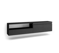 Skraut Home | Meuble TV | Banc Télé | Grand Espace de Rangement | 200x45x35cm | pour Les TV jusqu'à 80" | Suspendu, Mural | Style Moderne | Noirs