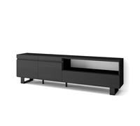 Skraut Home | Meuble TV | Banc Télé | Grand Espace de Rangement | 200x57x35cm | pour Les TV jusqu'à 80" | Design Industriel | Style Moderne | Noirs