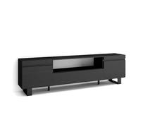 Skraut Home | Meuble TV | Banc Télé | Grand Espace de Rangement | 200x57x35cm | pour Les TV jusqu'à 80" | Design Industriel | Style Moderne | Noirs