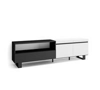 Skraut Home | Meuble TV | Banc Télé | Grand Espace de Rangement | 200x57x35cm | pour Les TV jusqu'à 80" | Design Industriel | Style Moderne | Blanc et Noir