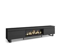 Skraut Home | Meuble TV | Banc Télé | Grand Espace de Rangement | 267x57x35 cm | TV Grand Format | Cheminée électrique XXL | Design Industriel | Style Moderne | Noir