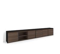 Skraut Home | Meuble TV | Banc Télé | Grand Espace de Rangement | 309x50x35 cm | pour écrans jusqu'à 80" | Meubles de Salon | Style Moderne | Chêne foncé et Noir