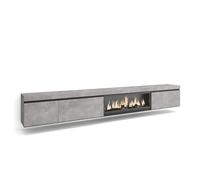 Skraut Home | Meuble TV | Banc Télé | Grand Espace de Rangement | 317x45x35 cm | Cheminée électrique XXL | Suspendu, Mural | Style Moderne | Ciment