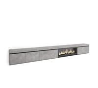 Skraut Home | Meuble TV | Banc Télé | Grand Espace de Rangement | 368x45x35 | Cheminée électrique XXL | Style Moderne | Ciment