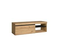 Skraut Home | Meuble TV Modèle Naturale | Couleur Chêne/Noir | Salon-séjour | Support Télévision avec étagères et placards de Rangement | 120x 40 x 41 cm(Naturale 120)