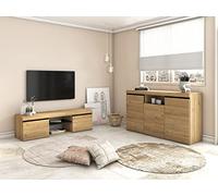 Skraut Home | Set Naturale | Salle à Manger | Meuble auxiliaire | Buffet-Meuble TV 140cm | Finition Couleur chêne Noir Nordique