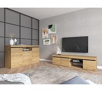 Skraut Home | Set Naturale | Salle à Manger | Meuble auxiliaire | Buffet-Meuble TV 160cm | Finition Couleur chêne Noir Nordique