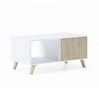 Skraut Home | Table Basse | 45 x 92 x 50 cm | Table Basse Idéale pour Salon ou Salle à Manger | Modèle Wind | Bois Résistant | Meuble Auxiliaire | Finition Blanc/Puccini