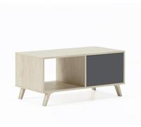 Skraut Home | Table Basse | 45 x 92 x 50 cm | Table Basse Idéale pour Salon ou Salle à Manger | Modèle Wind | Bois Résistant | Meuble Auxiliaire | Finition Puccini/Gris