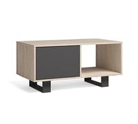 Skraut Home | Table Basse avec Portes | 92 x 50 x 45 cm | pour Salle à Manger | Modèle Wind | Finition Couleur Chêne/Gris Anthracite