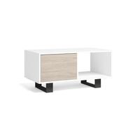 Skraut Home | Table Basse avec Portes | 92 x 50 x 45 cm | pour Salle à Manger | Modèle Wind | Finition Couleur Blanc/Chêne