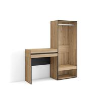 Skraut Home | Table Console d'Entrée | Grand Espace de Rangement | 130x145x35 cm | avec tiroir | Vestiaire Ouvert | Style Moderne | Chêne