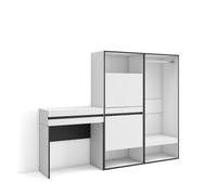 Skraut Home | Table Console d'Entrée | Grand Espace de Rangement | 190x145x35 cm | avec tiroir | Meuble à Chaussures | Vestiaire Ouvert | Style Moderne | Blanc