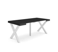 Skraut Home - Table console extensible - 180 - 8 personnes - Pieds bois massif - Noir