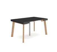 Skraut Home | Table Console Extensible | Console Meuble | 140 | pour 6 Personnes | Pieds en Bois | Style Moderne | Noir