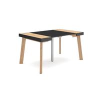 Skraut Home | Table Console Extensible | Console Meuble | 140 | pour 6 Personnes | Pieds en Bois | Style Moderne | Chêne et Noir