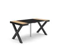 Skraut Home | Table Console Extensible | Console Meuble | 160 | pour 8 Personnes | Pieds Bois Massif | Style Moderne | Chêne et Noir