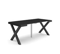 Skraut Home | Table Console Extensible | Console Meuble | 180 | pour 8 Personnes | Pieds Bois Massif | Style Moderne | Noir