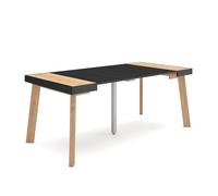 Skraut Home | Table Console Extensible | Console Meuble | 180 | pour 8 Personnes | Pieds en Bois | Style Moderne | Chêne et Noir