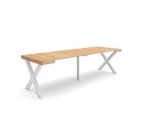 Skraut Home | Table Console Extensible | Console Meuble | 260 | pour 12 Personnes | Pieds Bois Massif | Style Moderne | Chêne