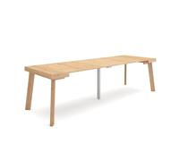 Skraut Home | Table Console Extensible | Console Meuble | 260 | pour 12 Personnes | Pieds en Bois | Style Moderne | Chêne