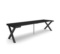 Skraut Home | Table Console Extensible | Console Meuble | 300 | pour 14 Personnes | Pieds Bois Massif | Style Moderne | Noir