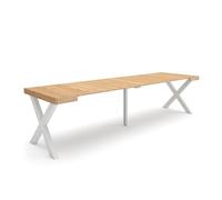 Skraut Home | Table Console Extensible | Console Meuble | 300 | pour 14 Personnes | Pieds Bois Massif | Style Moderne | Chêne