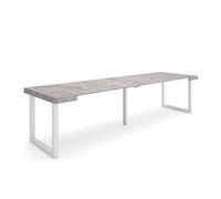 Skraut Home | Table Console Extensible | Console Meuble | 300 | pour 14 Personnes | Pieds Bois Massif | Style Moderne | Ciment