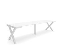 Skraut Home | Table Console Extensible | Console Meuble | 300 | pour 14 Personnes | Pieds Bois Massif | Style Moderne | Blanc