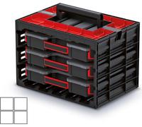 Skříňka s 3 organizéry TAGER CASE (krabičky) 415x290x290 mm - barva: černá