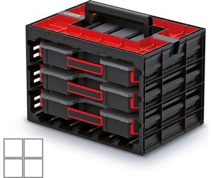 Skříňka s 3 organizéry TAGER CASE (krabičky) 415x290x290 mm - barva: černá