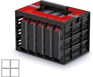 Skříňka s 5 organizéry TAGER CASE (krabičky) 415x290x290 mm - barva: černá