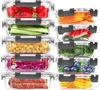 Skroam - Lot de 10 boîtes de conservation en verre pour la préparation des repas, boîtes de conservation alimentaires avec couvercles à verrouillage rapide, boîtes Bento hermétiques pour le