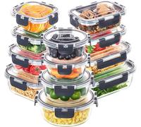 Skroam Lot de 24 récipients en verre avec couvercles - Boîtes de conservation pour aliments, passent au micro-ondes, sans BPA (12 récipients et 12 couvercles)