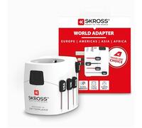 Adaptateur Chargeur Voyage 2 USB A PRO WORLD 6.3A Universel 3 poles Blanc Skross