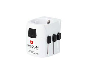 SKROSS | 1.103155 | PRO Light | Adaptateur de Voyage Universel 2 et 3 Pôles avec Prise SHUKO - Tension et Puissance : 100V - 630W / 250V - 1575W - Protection Contre les Chocs électriques