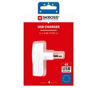 SKROSS - 1.302422 | Chargeur USB Européen (4xA) | Chargeur Mural avec Prise Italienne pour Appareils Mobiles 4 Prises USB 4,8 A - Tension 100 V - 250 V