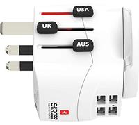 SKROSS | 1.302471 | Pro Light USB | Adaptateur de Voyage Universel à 2 et 3 Pôles + 4 Ports USB de 4,8 A. Tension et Alimentation : 100 V-700 W/250 V-1 750 W. Protection Contre Les Chocs Blanc
